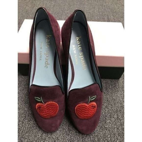 Kate Spade Women Shoes Grenache Apple Suede flats Size 8.5M Rhinestone Heels - Picture 2 of 8